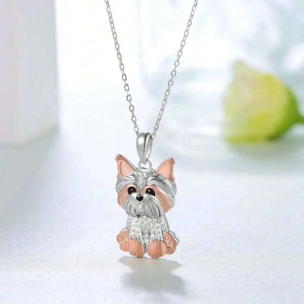 Yorkshire Terrier Fashion Pendant Rhinestone Necklace